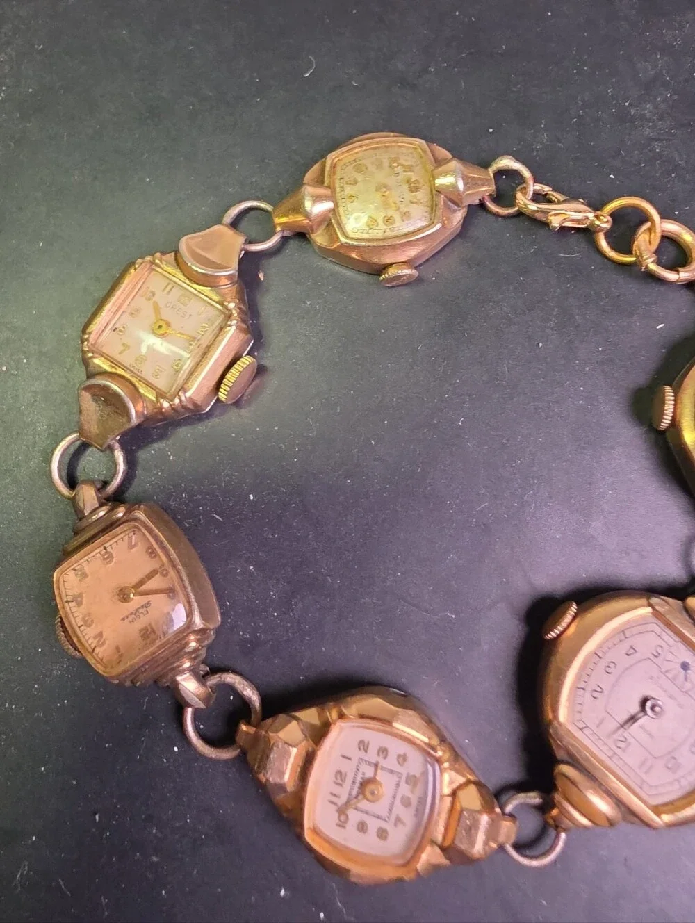 Vintage Women's Gold-Tone Multi-Face Bracelet Watch Faces